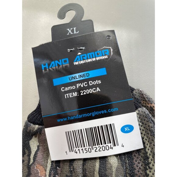 Hand Armor Unlined Camo PVC Dots Gloves XL Unlined Outdoor Hunting Workwear NEW - Picture 3 of 4